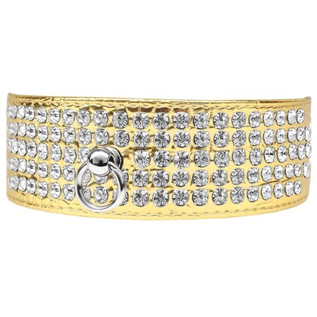 Mirage Pet Products 5 Row Rhinestone Designer Croc Dog CollarGold Size 20 82-24-GDC20